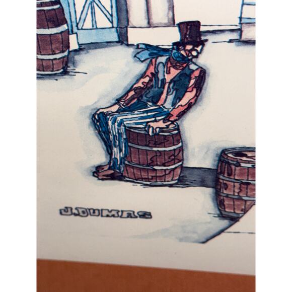 J. Dumas Framed Lithograph Print – Euro Str Scene – French Village Illustration - Picture 2 of 10